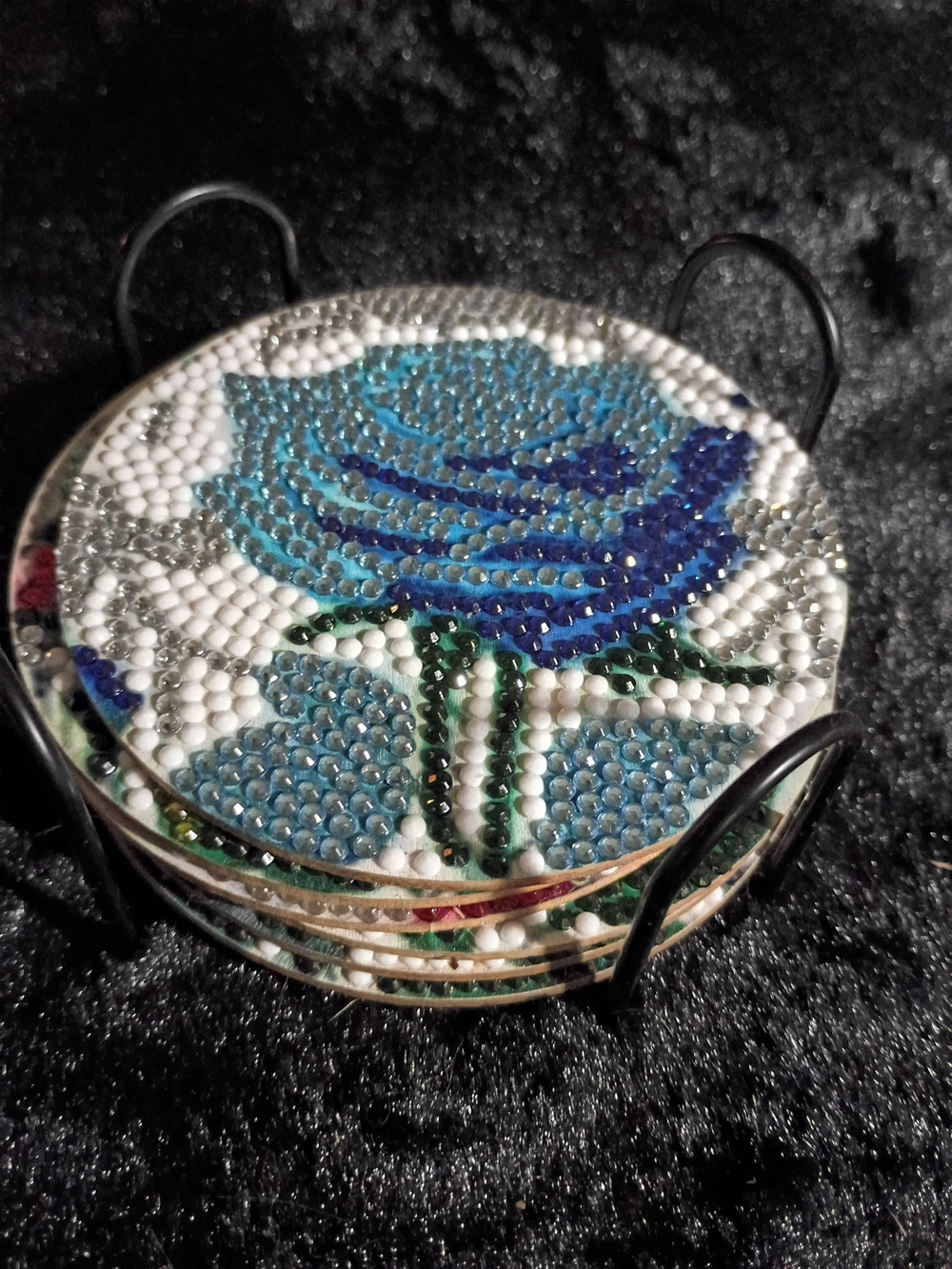 Diamond Art Rose Coaster Set with Holder